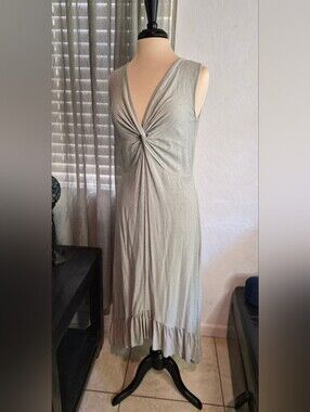 Sim & Sam Sage Twist Front Sleeveless Hi/Low Midi Dress Ruffle Hem #0472